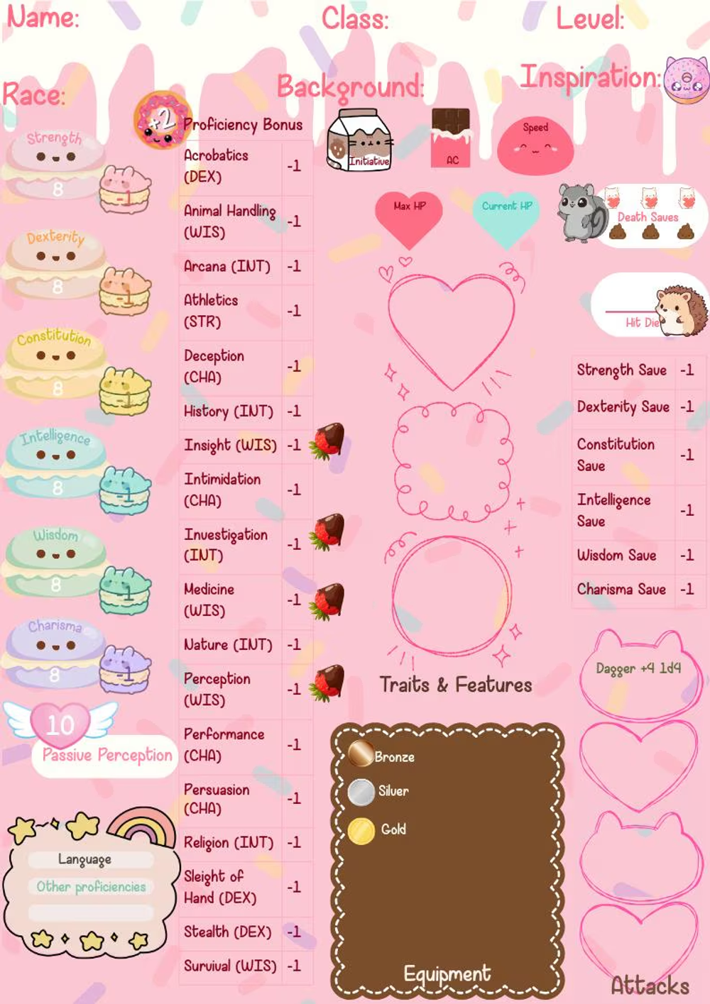 Dessert Character Sheet
