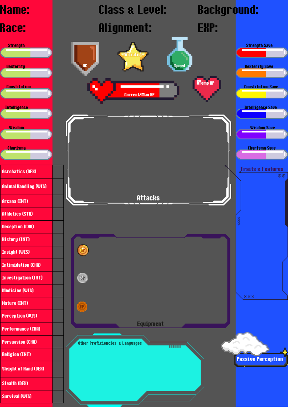 Video Game 5e Character Sheet
